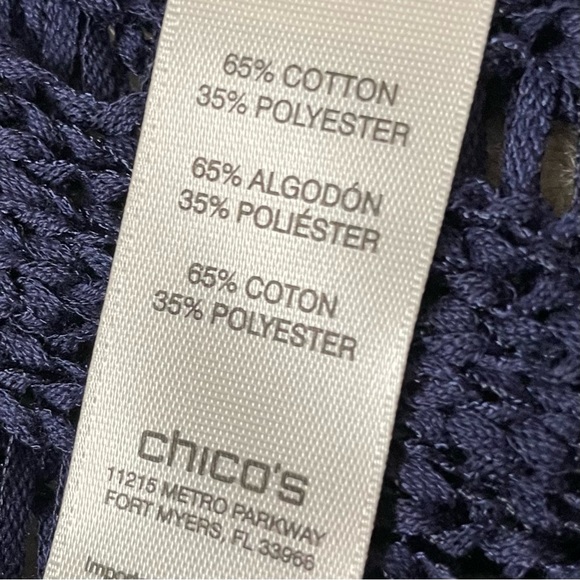 Chico’s open weave sharkbite hem fringe poncho - Picture 5 of 6